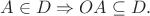 $A\in D\Rightarrow OA\subseteq D.$