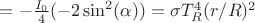 $=-\tfrac{I_0}{4} (-2\sin^2(\alpha)) = \sigma T_R^4 (r/R)^2 $