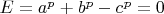 $E=a^p+b^p-c^p=0$