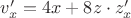 $v'_x=4x+8z \cdot  z'_x$