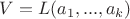 $V=L(a_1, ..., a_k)$