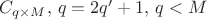 $C_{q\times M}, \, q = 2q' + 1, \, q < M$ $C_{q\times M}, \, q = 2q' + 1, \, q < M$