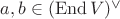 $a,b\in(\operatorname{End}V)^\vee$ $a,b\in(\operatorname{End}V)^\vee$