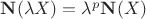 ${\bf N}(\lambda X)=\lambda^p{\bf N}(X)$