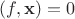 $(f, \mathbf x) = 0$