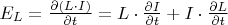 $E_L=\frac{\partial(L\cdot I)}{\partial t}=L\cdot\frac{\partial I}{\partial t}+I\cdot\frac{\partial L}{\partial t}$