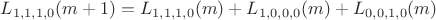 $L_{1,1,1,0}(m+1)=L_{1,1,1,0}(m)+L_{1,0,0,0}(m)+L_{0,0,1,0}(m)$