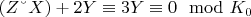 $(Z &ndash;X) + 2Y\equiv3Y\equiv 0\mod K_0$