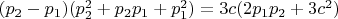 $(p_2-p_1)(p_2^2+p_2p_1+p_1^2)=3c(2p_1p_2+3c^2)$