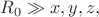 $R_{0}\gg x,y,z,$
