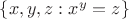 $\{x,y,z:x^y=z\}$