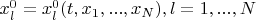 $x_l^0=x_l^0(t,x_1,...,x_N),l=1,...,N$