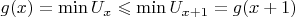 $g(x) = \min U_x \leqslant \min U_{x+1} = g(x+1)$