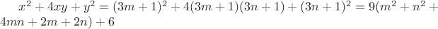 $x^2+4xy+y^2=(3m+1)^2+4(3m+1)(3n+1)+(3n+1)^2=9(m^2+n^2+4mn+2m+2n)+6$