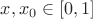 $x,x_0\in[0,1]$