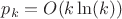 $p_k=O(k\ln (k))$
