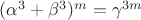 $(\alpha^3 + \beta^3)^m = \gamma^{3m}$
