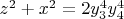 $z^2+x^2=2y_3^4y_4^4$