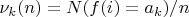 $\nu_k(n)=N(f(i)=a_k)/n$
