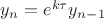 $y_n=e^{k\tau}y_{n-1}$