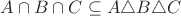 $A \cap B \cap C \subseteq A \triangle B \triangle C$