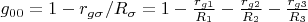 $g_{00}=1-r_{g\sigma}/R_{\sigma}=1-\frac{r_{g 1}}{R_{1}}-\frac{r_{g 2}}{R_{2}}-\frac{r_{g 3}}{R_{3}}$