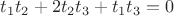 $t_1t_2+2t_2t_3+t_1t_3=0$