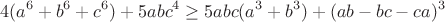 $$ 4(a^6+b^6+c^6)+5abc^4\ge 5abc(a^3+b^3)+(ab-bc-ca)^3$$