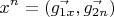 $$x^n=(\vec{g_{1x}},\vec{g_{2n}})$$