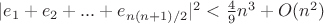 $|e_1+e_2+...+e_{n(n+1)/2}|^2<\frac 49 n^3+O(n^2)$
