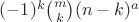 $(-1)^k\binom{m}{k}(n-k)^a$