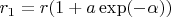$r_1=r(1+a\exp(-\alpha))$