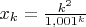 $x_k=\frac{k^2}{1,001^k}$