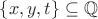 \(\{x, y, t\}\subseteq\mathbb{Q} \)