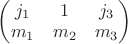$\begin{pmatrix}
j_1 & 1 & j_3 \\
m_1 & m_2 & m_3 \\
\end{pmatrix}$