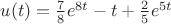 $u(t)=\frac{7}{8}e^{8t}-t+\frac{2}{5}e^{5t}$