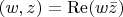 $(w,z)={\rm Re}(w\bar{z})$