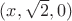 $(x, \sqrt{2}, 0)$