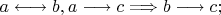 $a \longleftrightarrow b, a \longrightarrow c \Longrightarrow b \longrightarrow c;$