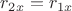 $r_{2x}=r_{1x}$