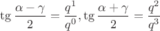 $\displaystyle\tg \frac{\alpha -\gamma}{2} = \frac{q^1}{q^0}, \tg \frac{\alpha + \gamma}{2} = \frac{q^2}{q^3}$