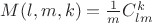 $M(l,m,k)=\frac 1m C_{lm}^k$
