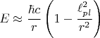 $$E\approx \frac{\hbar c}{r}\left (1-\frac{\ell^2_{pl}}{r^2}\right )$$