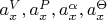 $a_x^V, a_x^P,a_x^{\alpha}, a_x^{\Theta}$