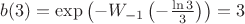 $ b(3)=\exp\left(-W_{-1}\left(-\frac{\ln3}{3}\right)\right)=3$