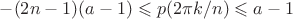 $-(2n-1)(a-1)\leqslant p(2\pi k/n)\leqslant a-1$