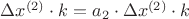 \Delta x^{(2)} \cdot k = a_2 \cdot \Delta x^{(2)} \cdot k