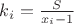 $k_i=\frac{S}{x_i-1}$