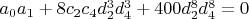 $a_0 a_1+8 c_2 c_4 d_2^3 d_4^3+400 d_2^8 d_4^8=0$