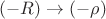 $(-R)\to (-\rho )$